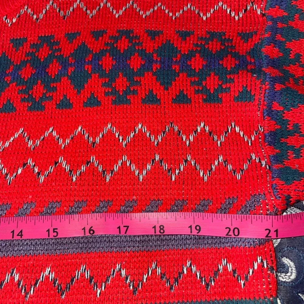 Stefano International Vintage Red Geometric Southwestern Mock Neck Sweater Small
